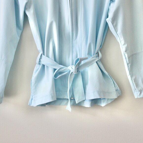 Nike Light Blue Windbreaker Activewear Jacket with Belt and Hood Small 2-4 - Picture 2 of 7